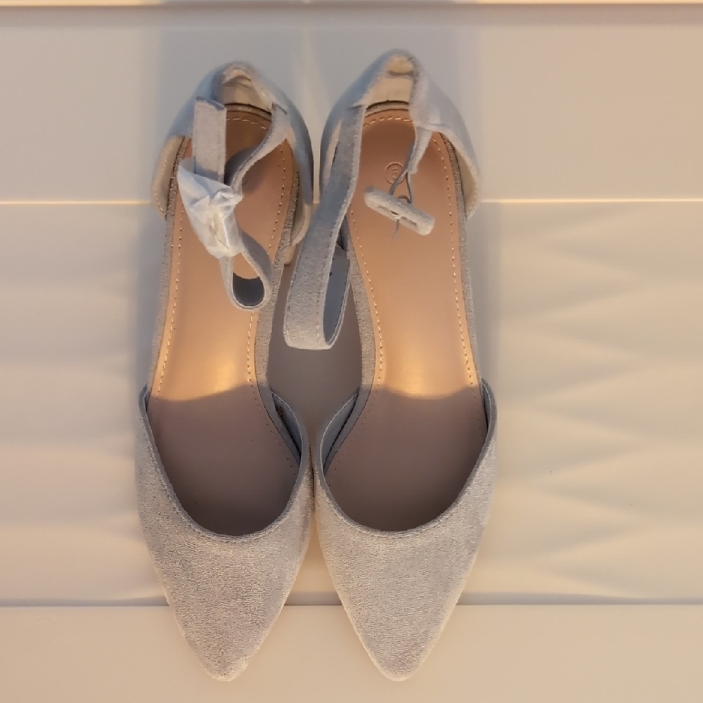 ZBY Elegant Women's Grey Ankle Strap Heels